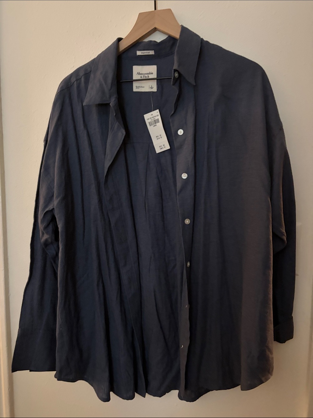 Abercrombie & Fitch womens oversized navy Button-Up Shirt